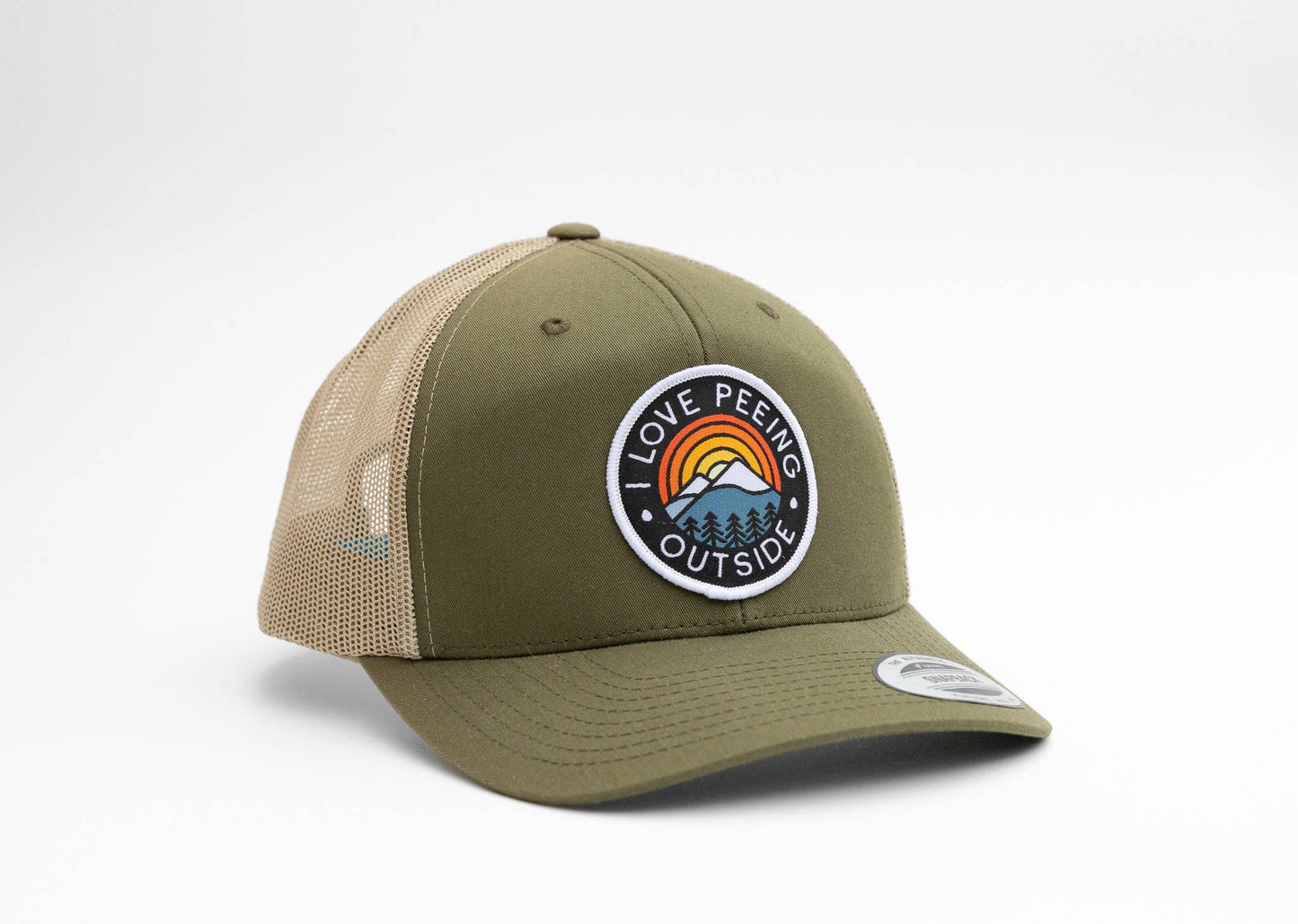 I Love Peeing Outside Trucker Hat - Slate Blue and Silver
