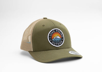 I Love Peeing Outside Trucker Hat - Slate Blue and Silver
