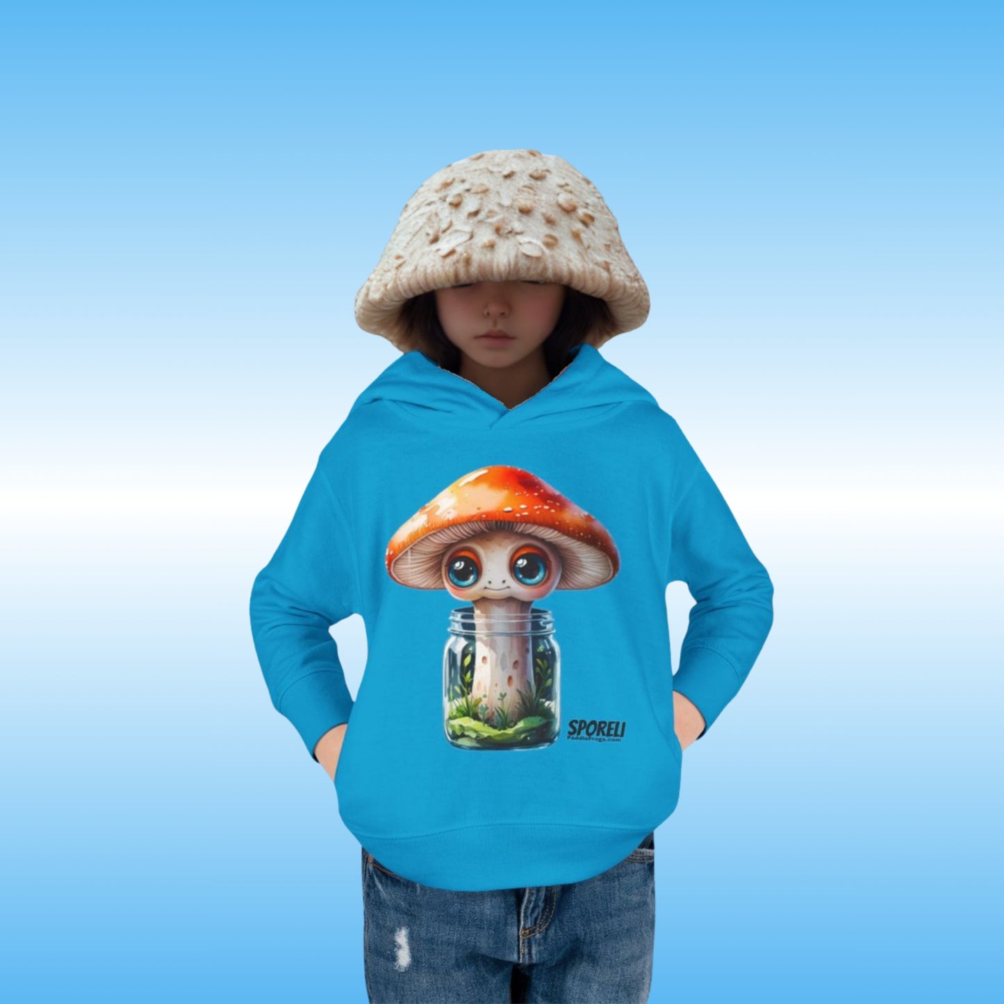 Sporeli Toddler Hoodie | Mushroom in a Jar | Paddle Frogs