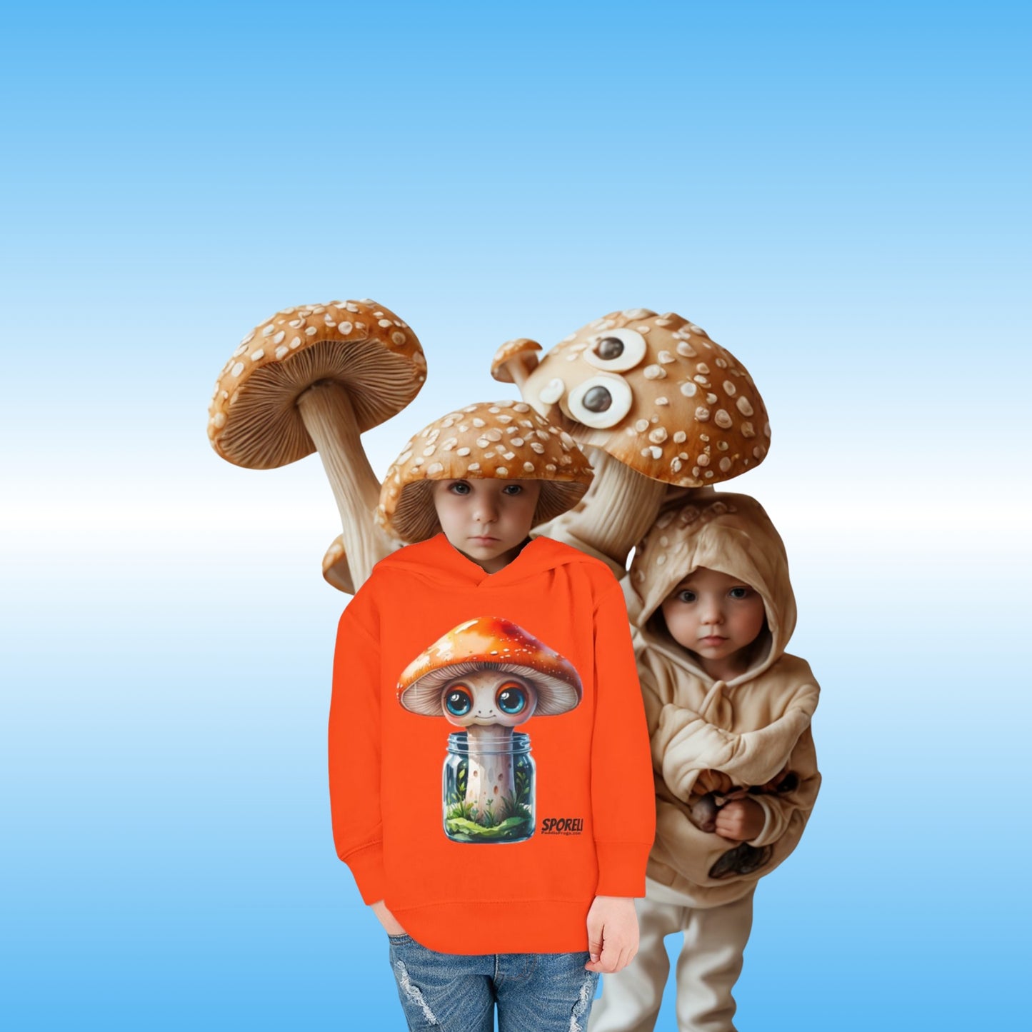 Sporeli Toddler Hoodie | Mushroom in a Jar | Paddle Frogs