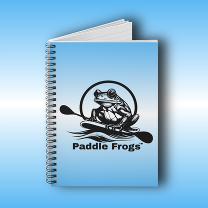 Journal Notebook with 'Paddle Frogs' design on a blue background
