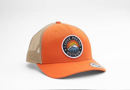 I Love Peeing Outside Trucker Hat - Slate Blue and Silver