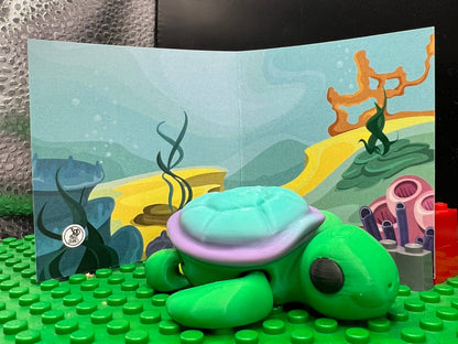 Beautiful Turtle Pocket Fidget Friend (with Colorful Play Scene)