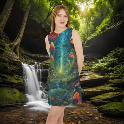 Sleeveless Dress - Psychedelic Mushroom Forest Dress