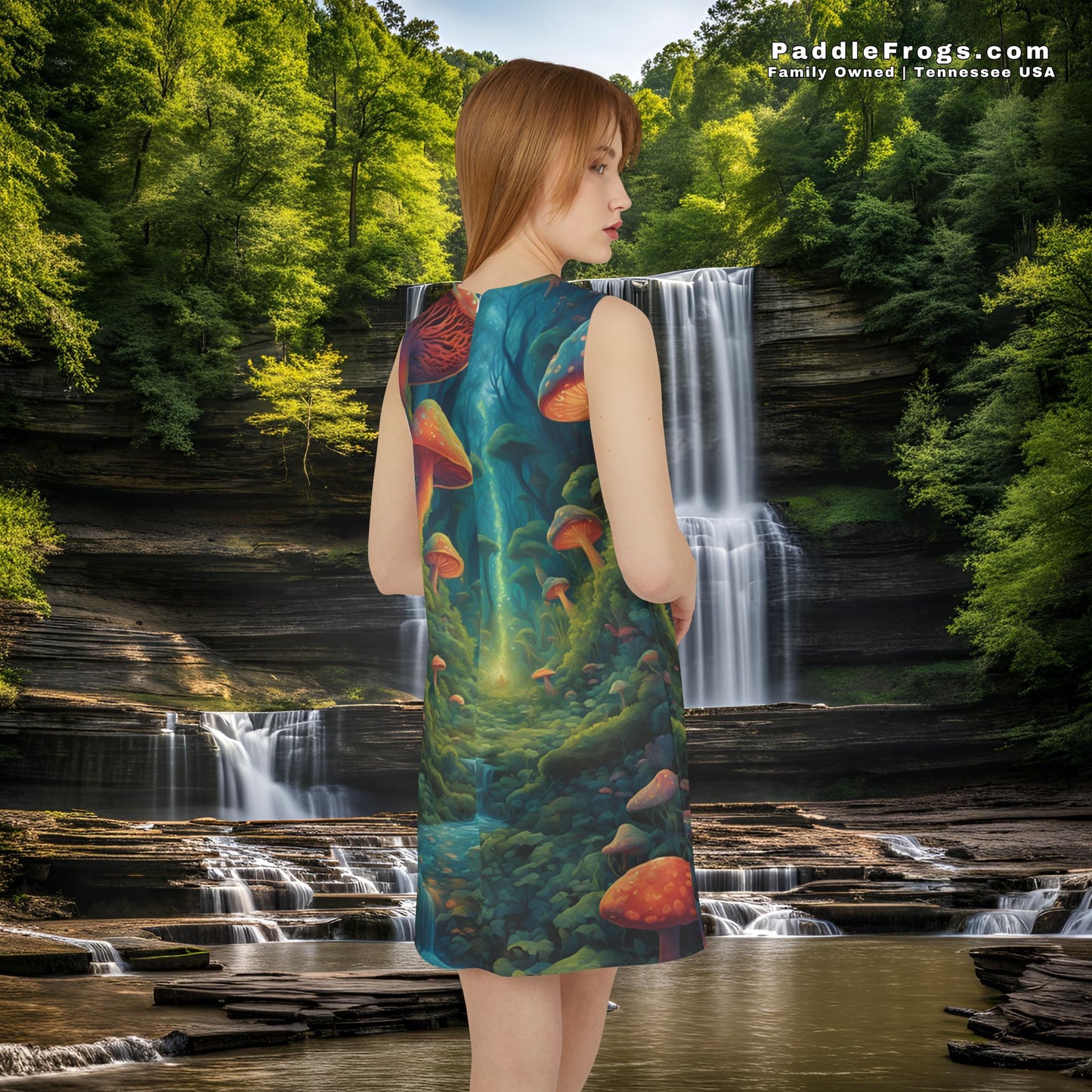 Sleeveless Dress - Psychedelic Mushroom Forest Dress