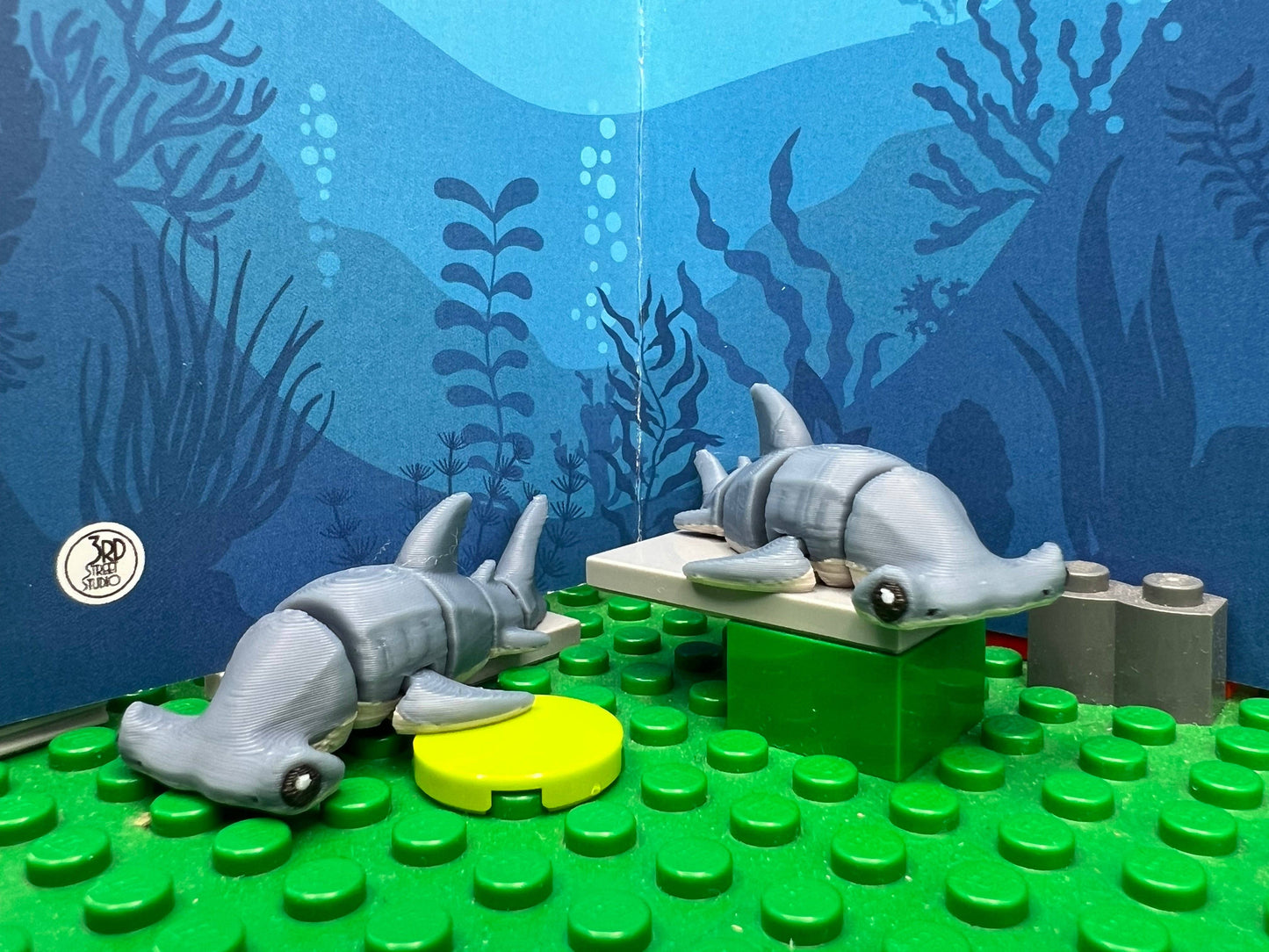 Fun Hammerhead Shark Pocket Fidget Friend (with Colorful Play Scene)