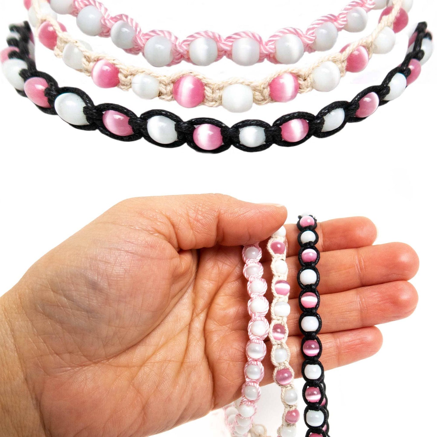 Handcrafted Cat's Eye Bead Macrame Choker (USA Made)