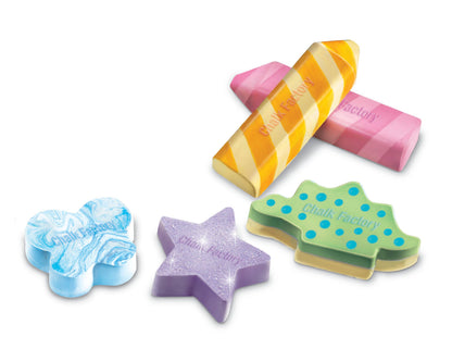 Colorful chalk shapes on a white background