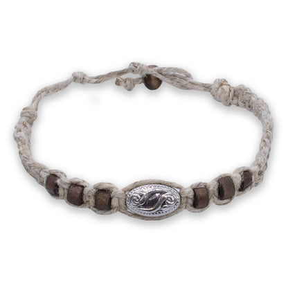 Hand-Braided Hemp Anklet & Bracelet with Wood & Metal Beads (USA Made)