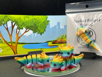 Adorable Axolotl Pocket Fidget Friend (with Colorful Play Scene)