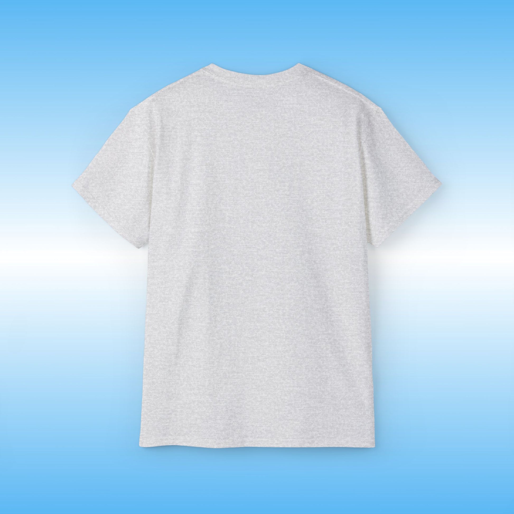 Plain gray t-shirt on a blue background
