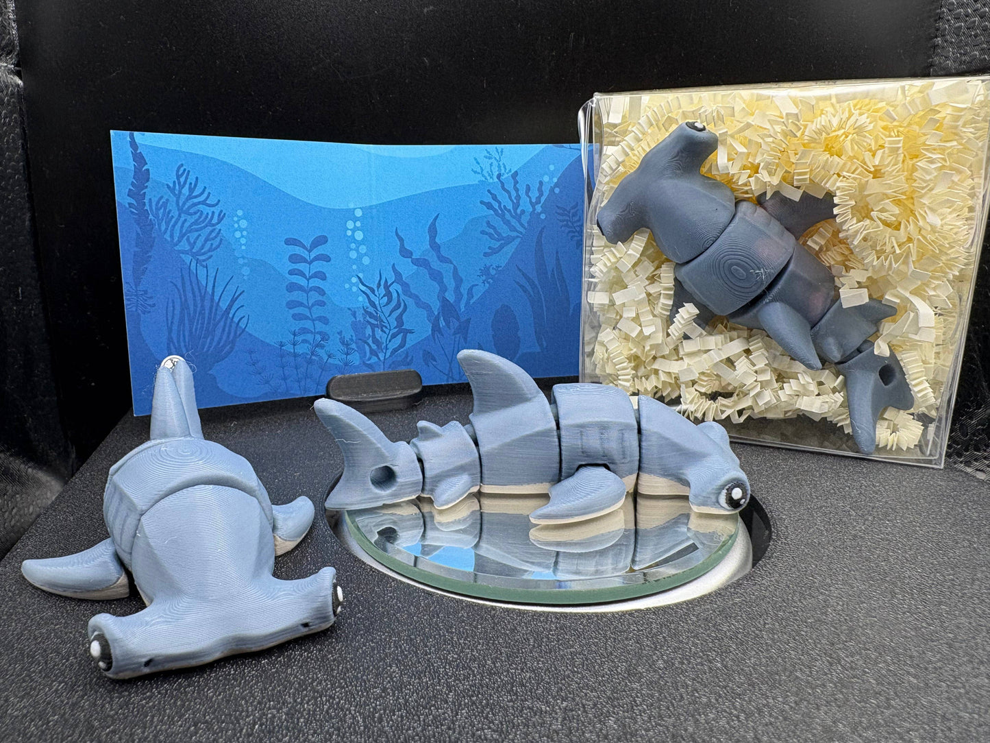 Fun Hammerhead Shark Pocket Fidget Friend (with Colorful Play Scene)