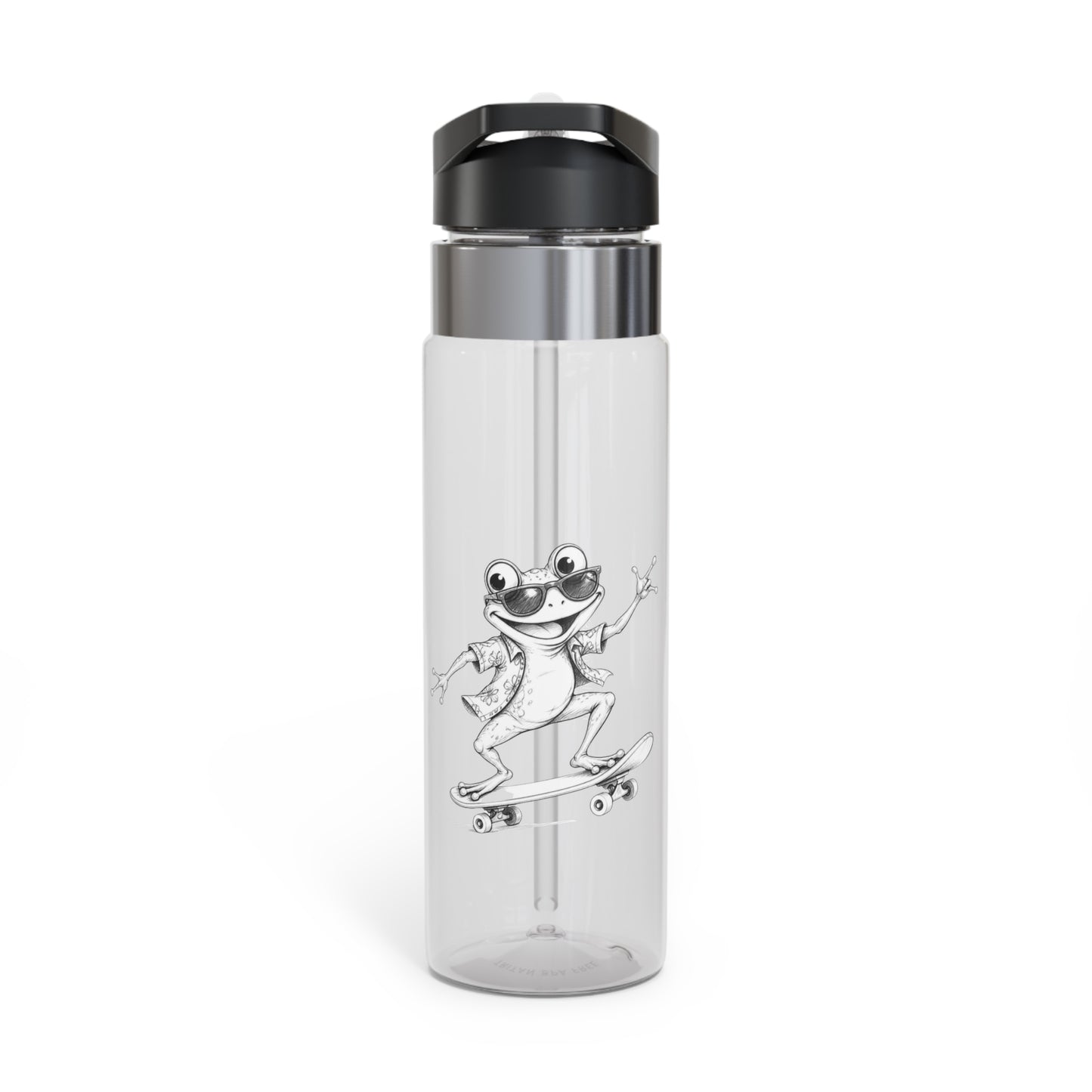 Skateboard Frog 20oz Tritan Sport Bottle — Clear 20oz Water Bottle for Kids & Teens