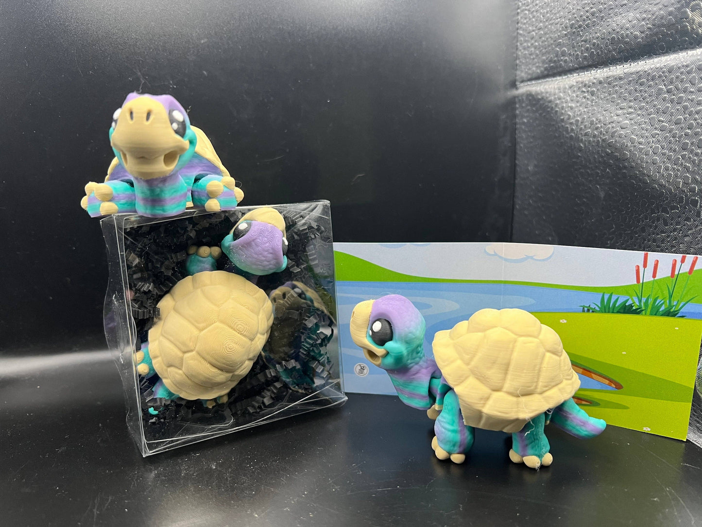Beautiful Turtle Pocket Fidget Friend (with Colorful Play Scene)