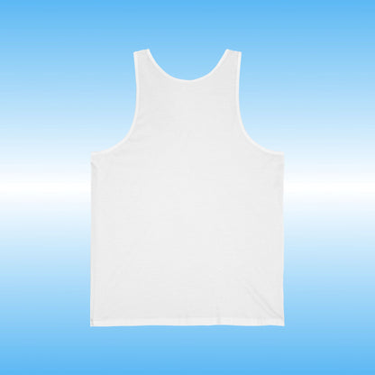 White tank top on a blue gradient background