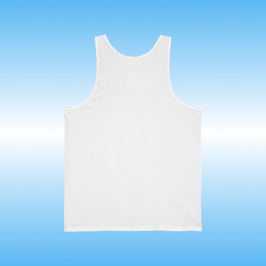 White tank top on a blue gradient background