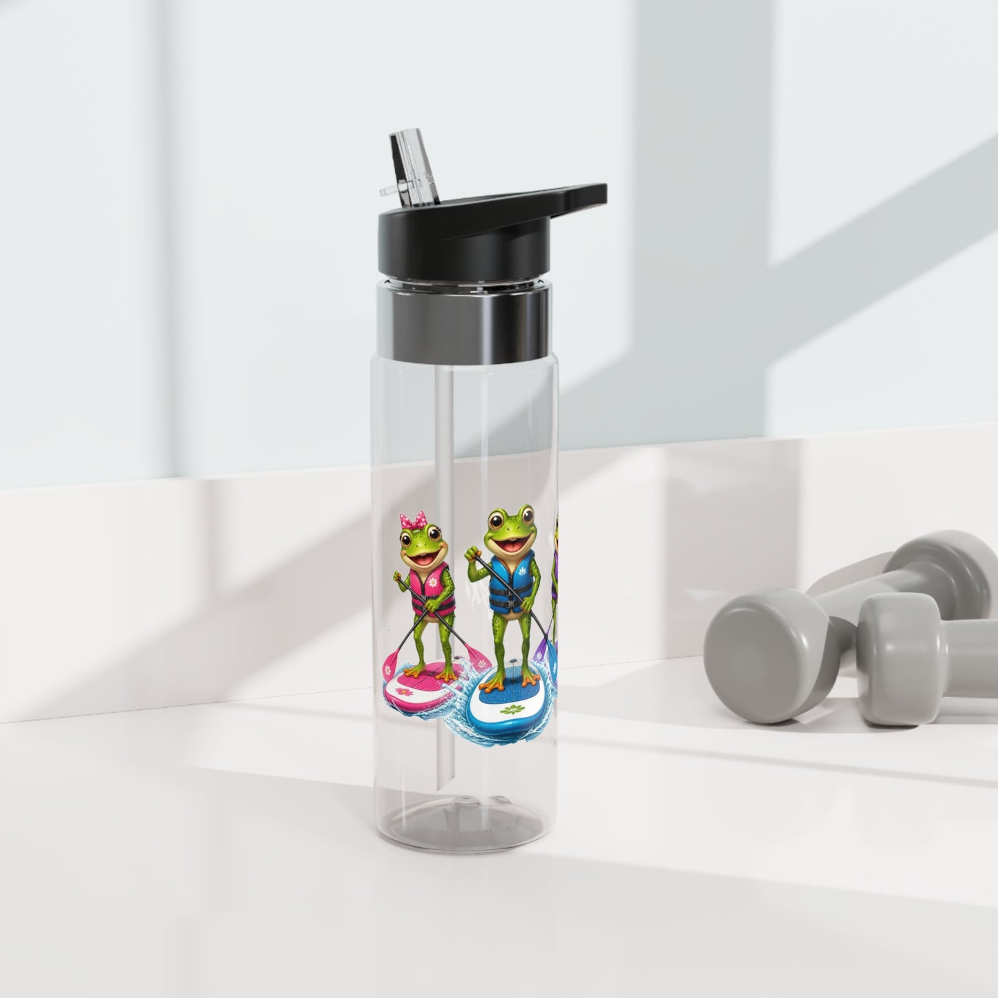Frog Paddleboard 20oz Sport Bottle — Cute Paddleboarding Frog Design