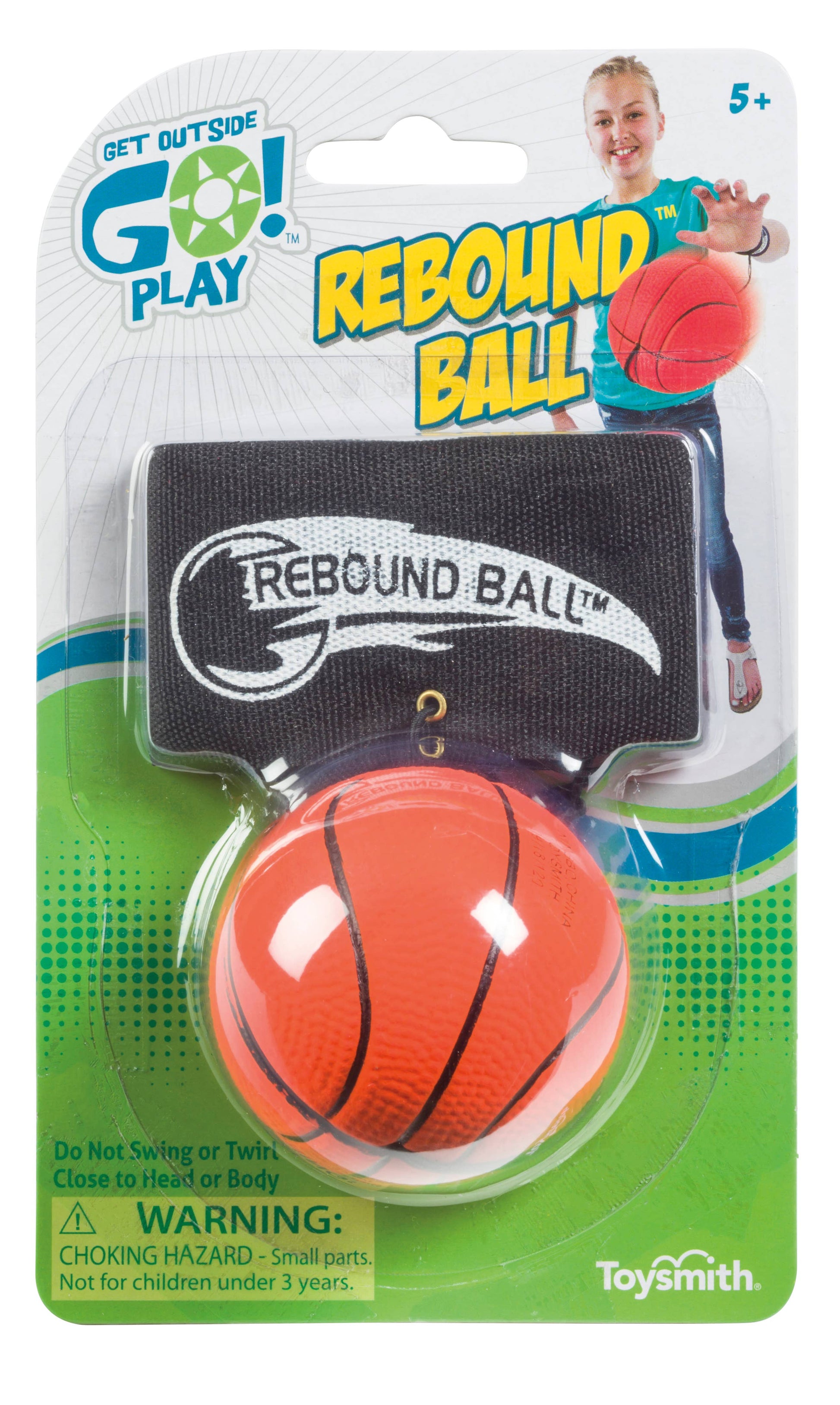 Rebound ball packaging with a basketball design on a white background