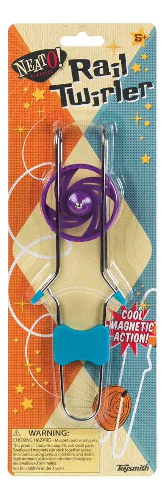 Rail Twirler toy packaging with colorful design on a white background