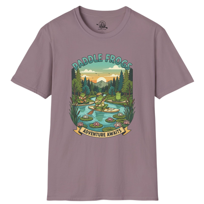Paragon Adventure Await Paddle Frogs paddle boarding tee on a transparent background