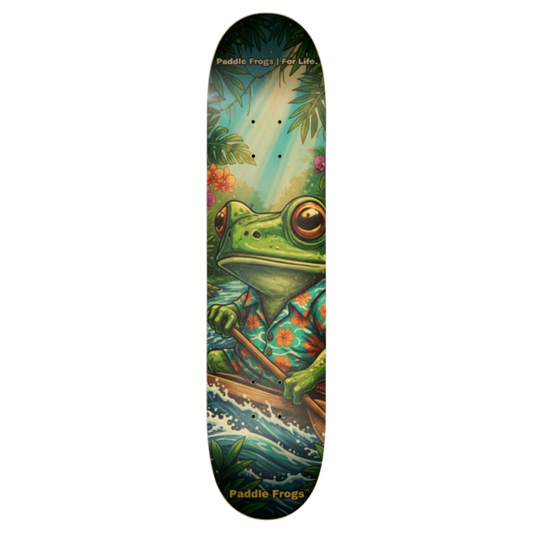 Adventure Hawaii 7.5 Skateboard deck by Paddle Frogs™ on a transparent background
