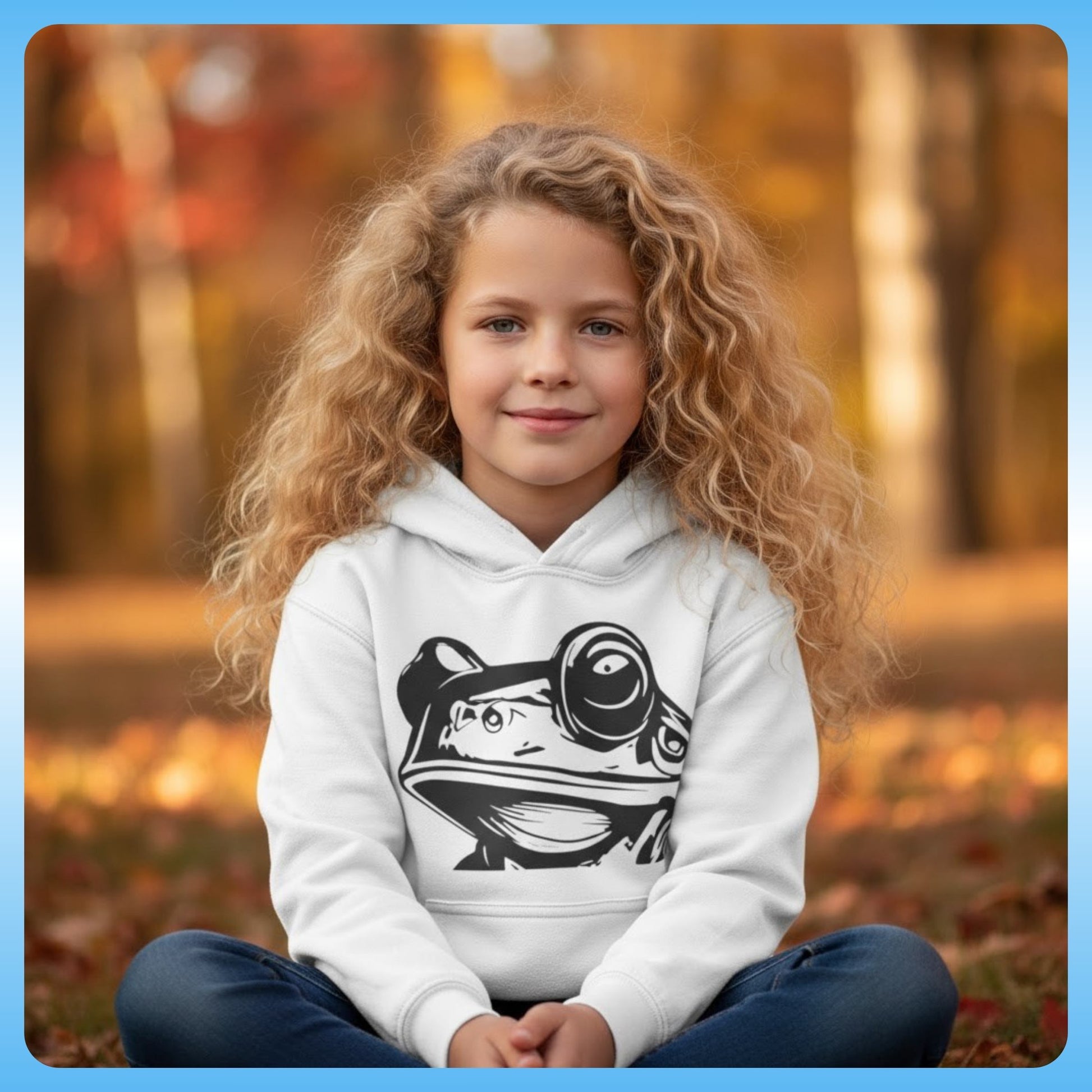 Adventure Hoodie | Paddle Frogs™ Kids crisscross applesauce with White