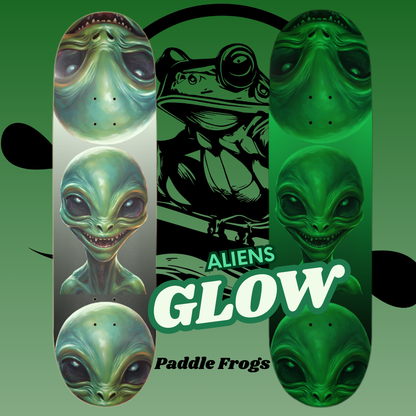 Aliens Glow by Paddle Frogs Premium American Maple Skateboard Deck