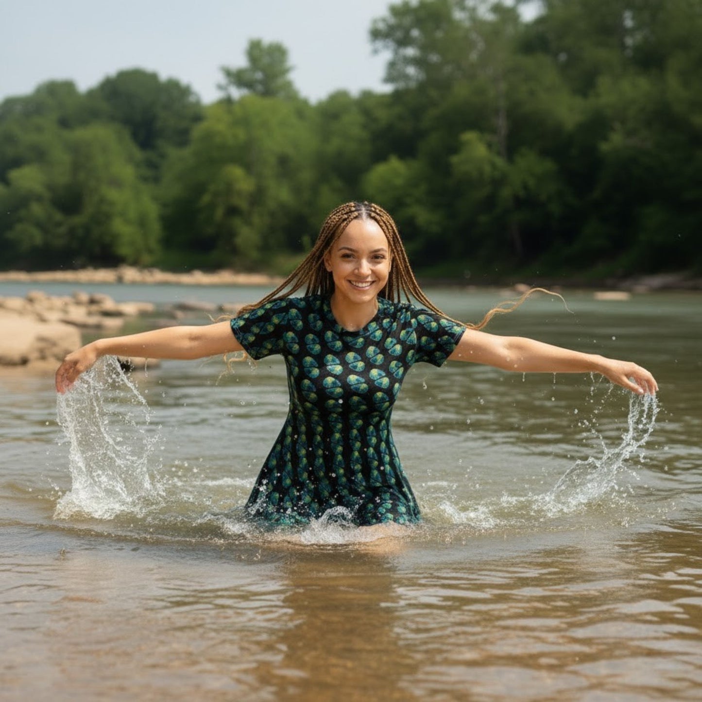 Aqua Swirl T-Shirt Frock Dress | Paddle Frogs™