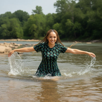 Aqua Swirl T-Shirt Frock Dress | Paddle Frogs™