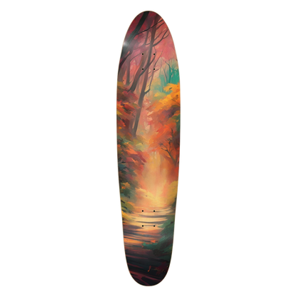 Skateboard deck with a colorful nature scene design Autumn Trail (Long Board) | Paddle Frogs™