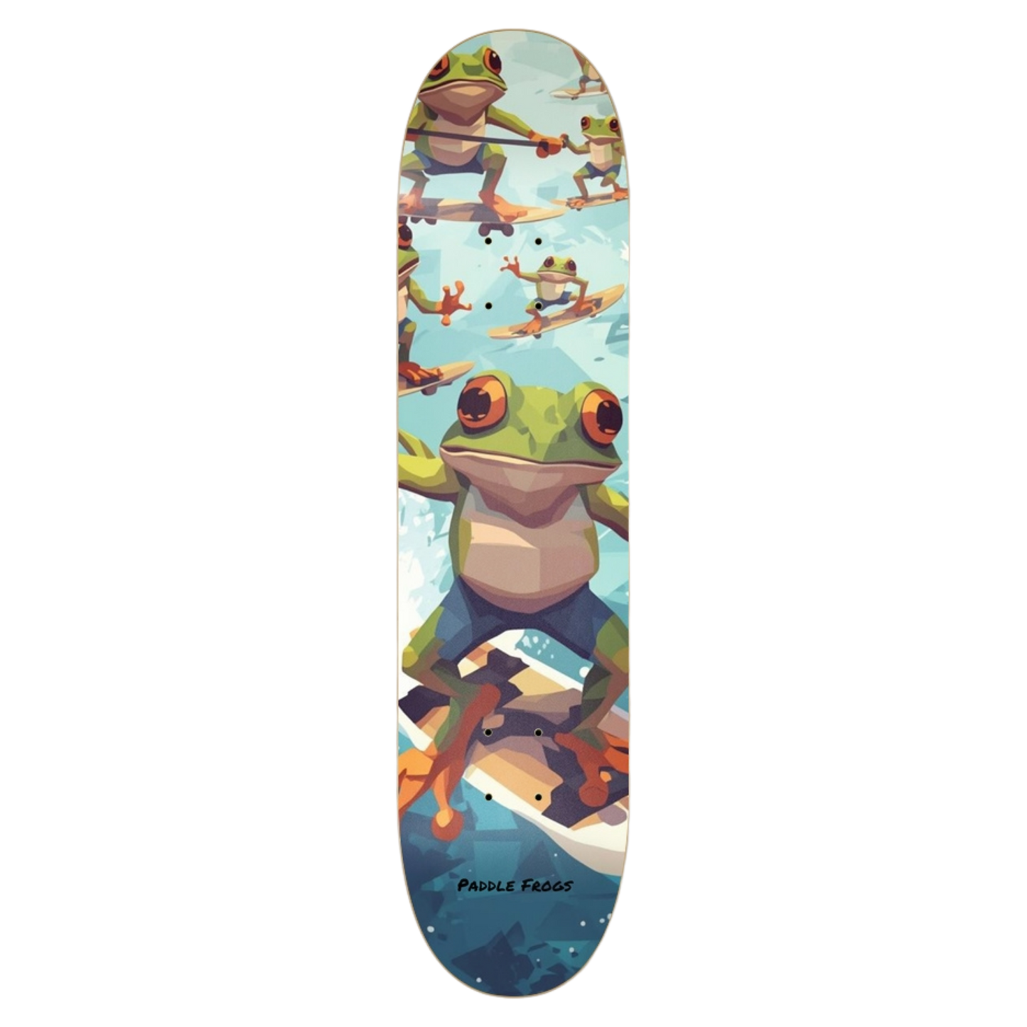 Balanced Frog 7.62" | Premium Skateboard Deck  | Pressed in Canada, Finished in USA Paddle Frogs™ pro skate shop on a transparent background
