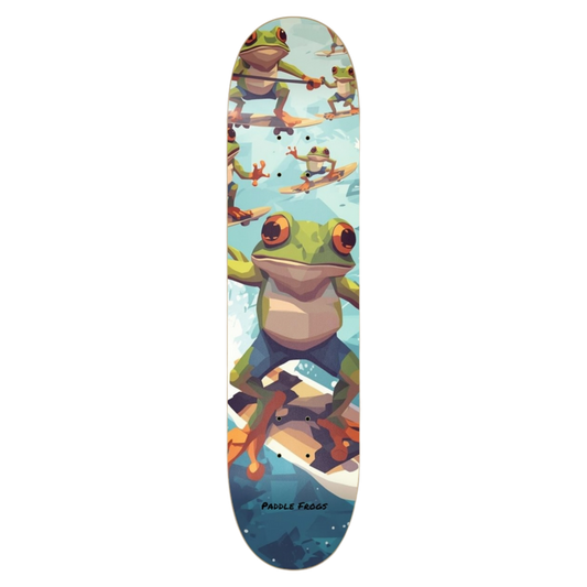 Balanced Frog 7.62" | Premium Skateboard Deck  | Pressed in Canada, Finished in USA Paddle Frogs™ pro skate shop on a transparent background
