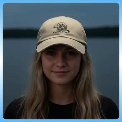Ballcap - frayed and distressed (3 colors) Paddle Frogs™ Light Olive