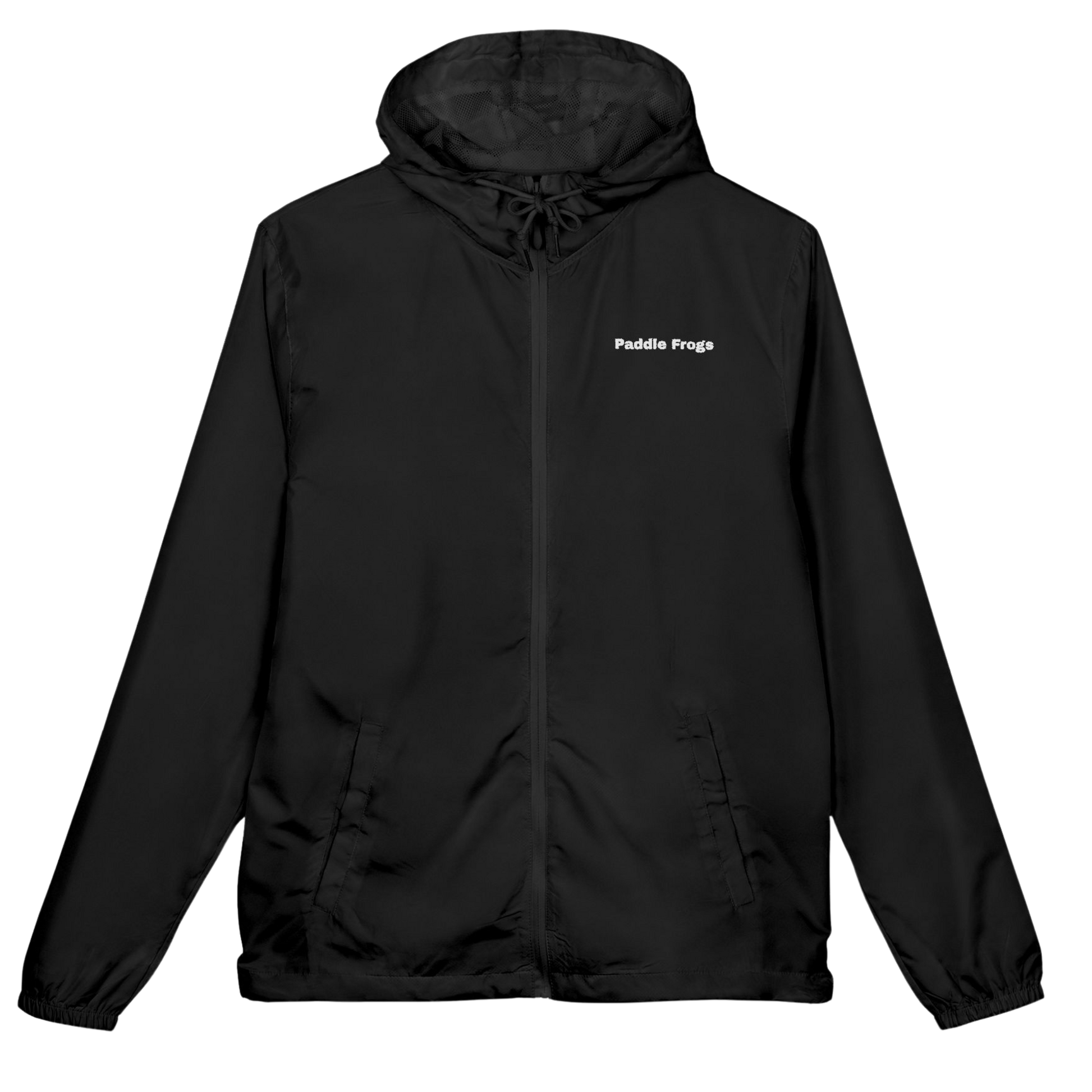 Black Lightweight Windbreaker Hoodie Jacket - 100% Polyester Paddle Frogs Outdoor Gear