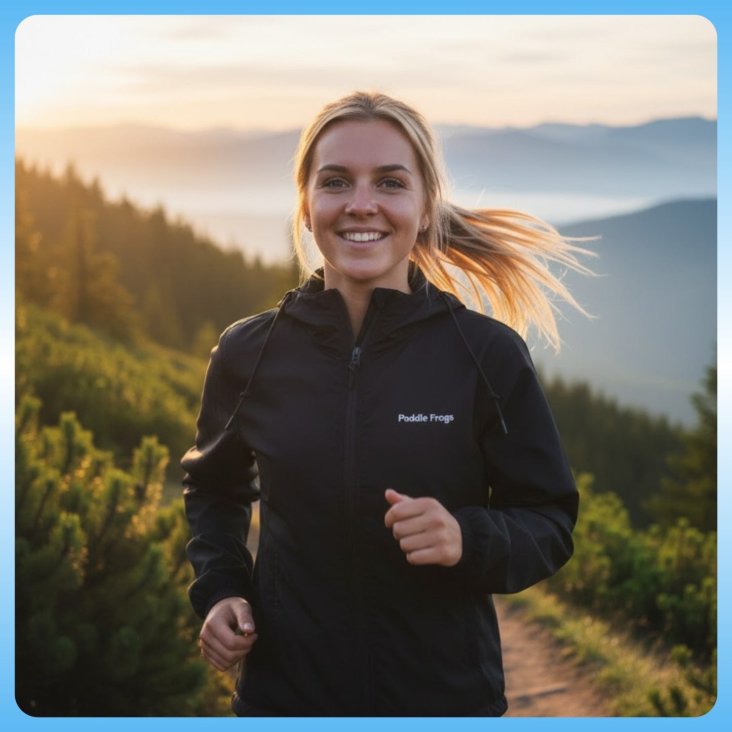 Black Windbreaker Hooded Jacket Paddle Frogs™ trail running