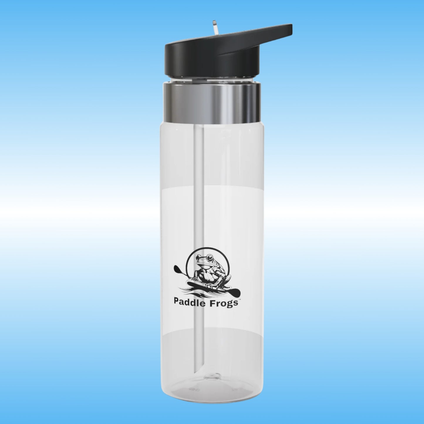 Blue Frog | Crystal Clear Water Bottles Paddle Frogs (Backside view with Paddle Frogs Logo)