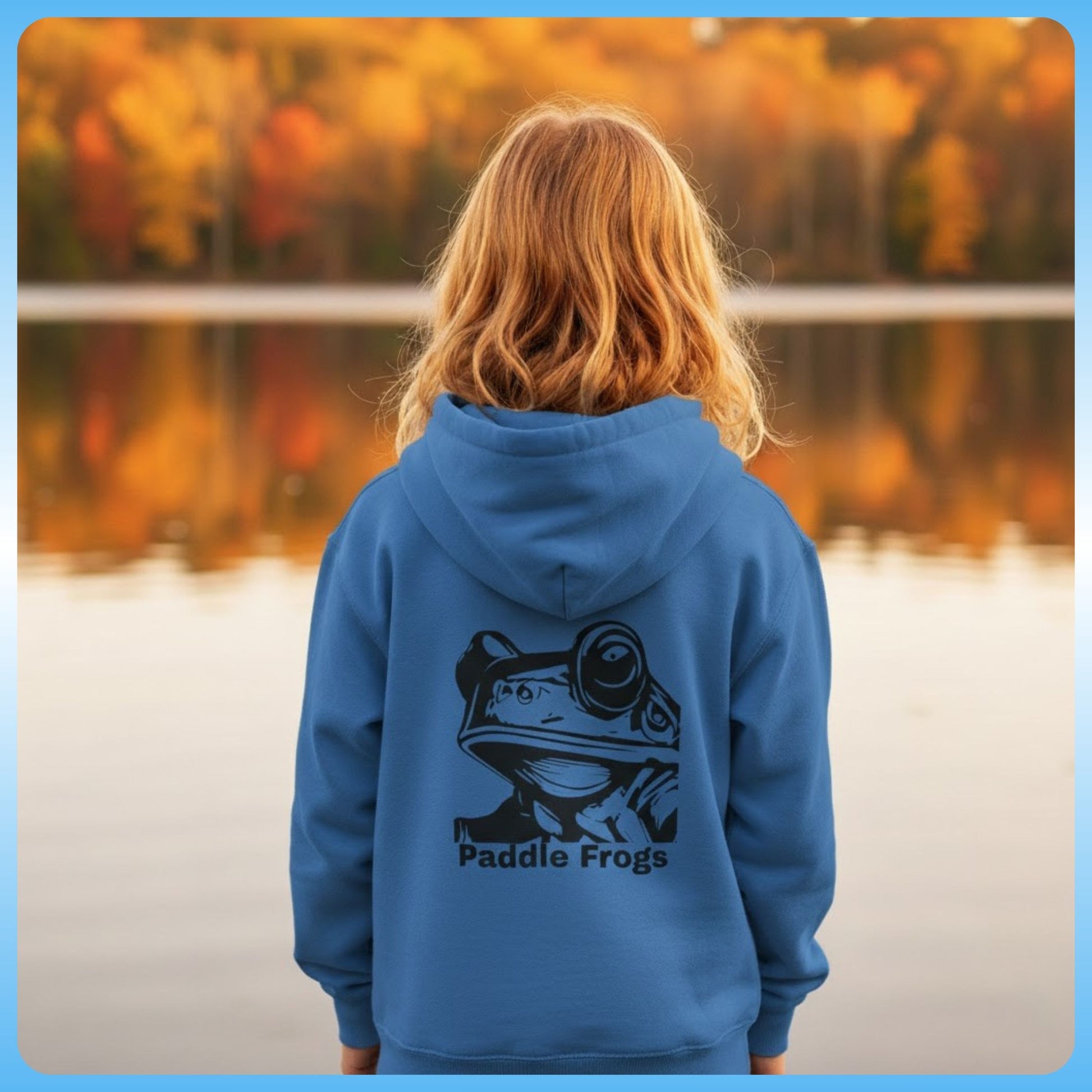Blue backside of the Adventure Hoodie by Paddle Frogs™ Kids