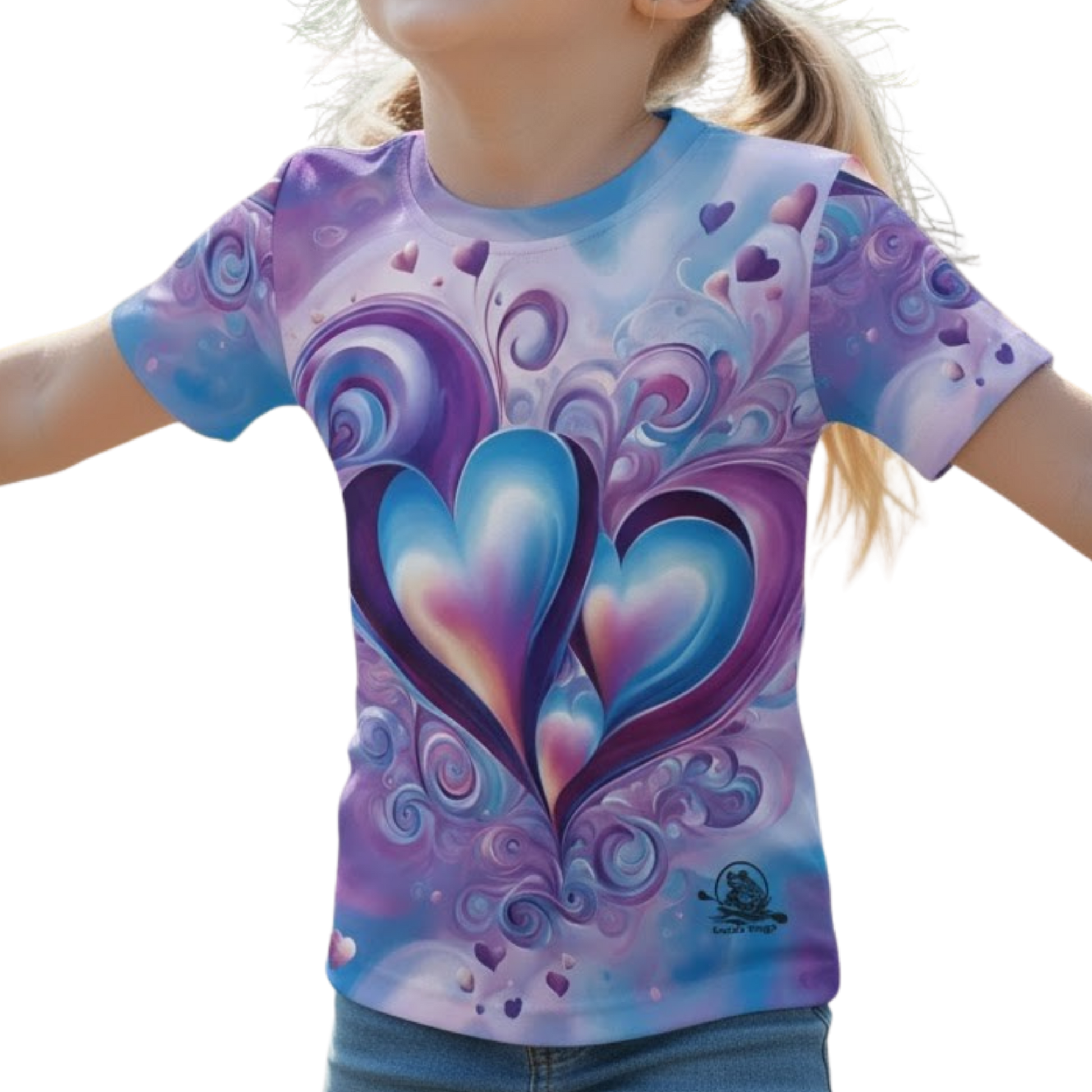 Blue n' Purple Hearts | Kids Sports Shirt girls on a transparent background