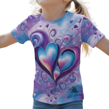 Blue n' Purple Hearts | Kids Sports Shirt girls on a transparent background