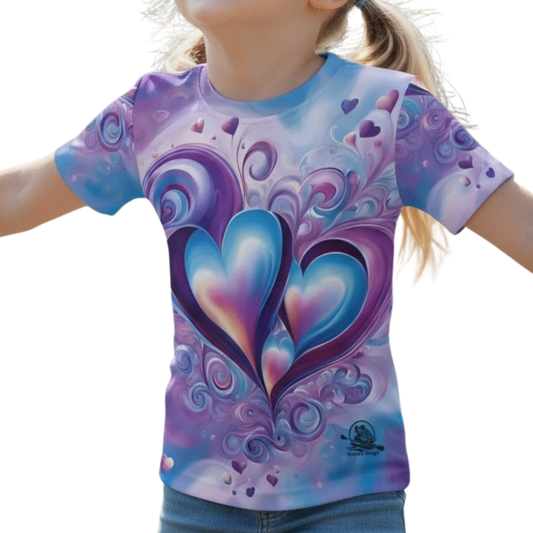 Blue n' Purple Hearts | Kids Sports Shirt girls on a transparent background