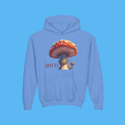 Boletus Blue hoodie Paddle Frogs character mushroom with pockets, hood and Boletus on front and back of your new hooded sweatshirt