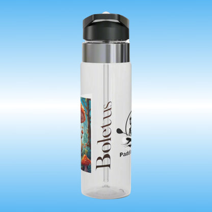 Boletus | Crystal Clear Water Bottles Paddle Frogs (Side View) Boletus written between the PF Logo and the mushroom character Boletus
