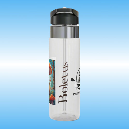 Boletus | Crystal Clear Water Bottles Paddle Frogs (Side View) Boletus written between the PF Logo and the mushroom character Boletus