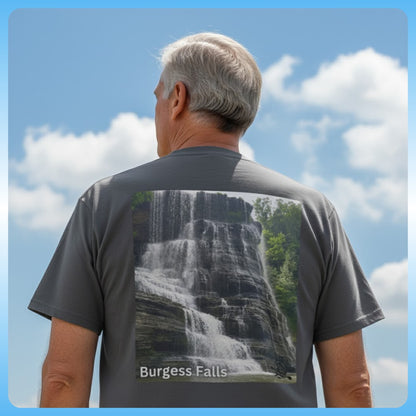 Burgess Falls 100% Cotton T-Shirt - Charcoal Grey - 77 year old man and father in Sparta TN