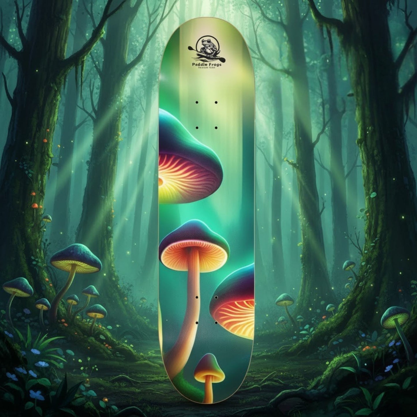 Magic Mushroom Forest 8.5 skateboard deck by Paddle Frogs pro skate shop