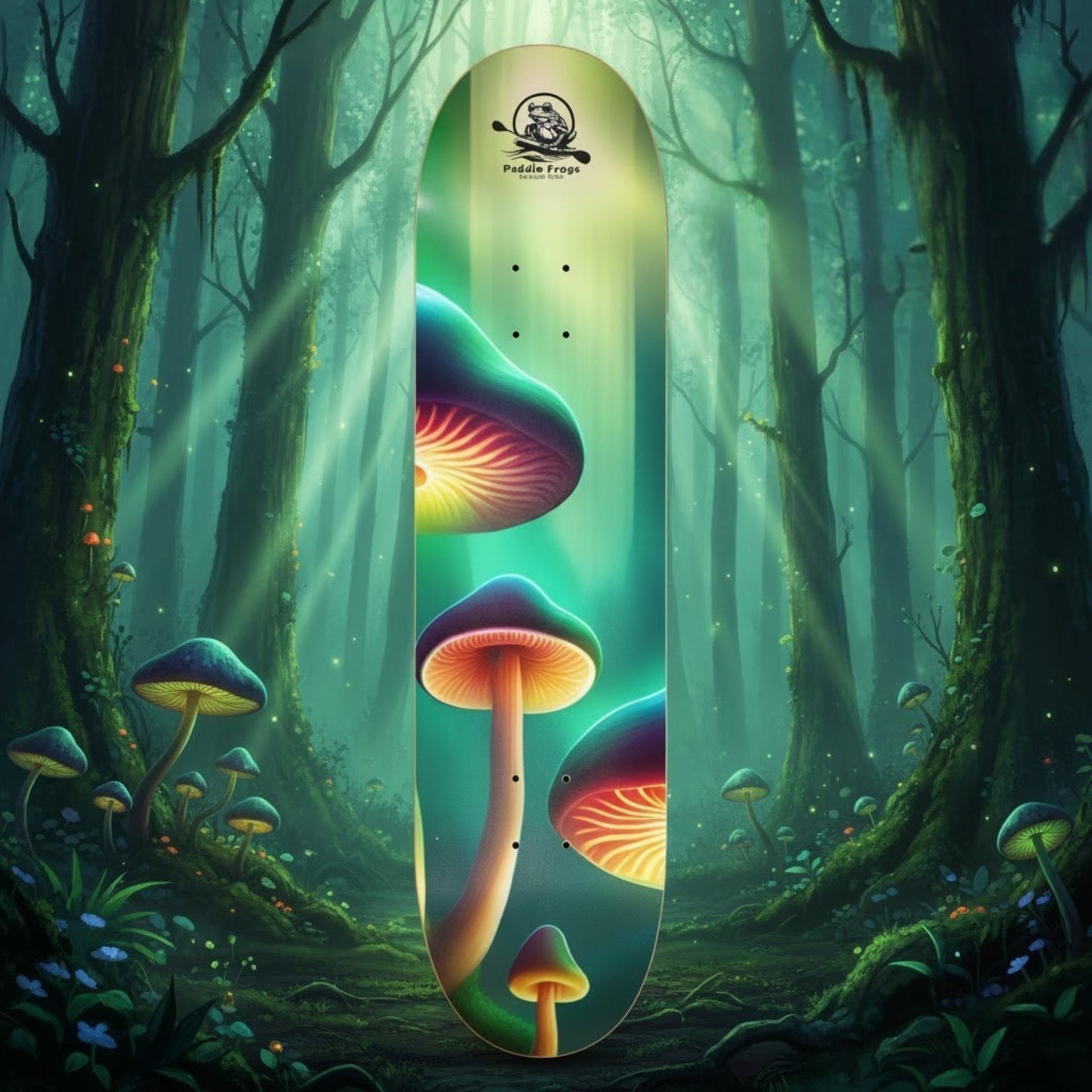 Magic Mushroom Forest 8.5 skateboard deck by Paddle Frogs pro skate shop