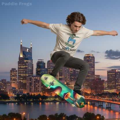 Chlorophyll Cruiser Skate & Paddle Sand Tan t-shirt skateboarding in Nashville Tennessee