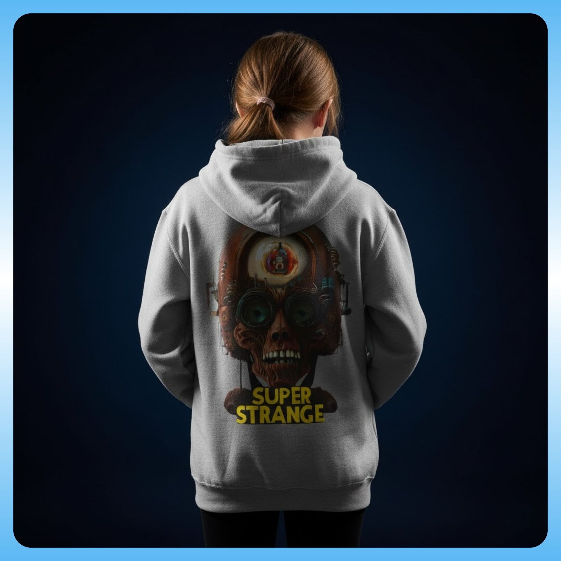 Concrete grey - Super Strange | Youth Hooded Sweatshirt | Paddle Frogs™ backside