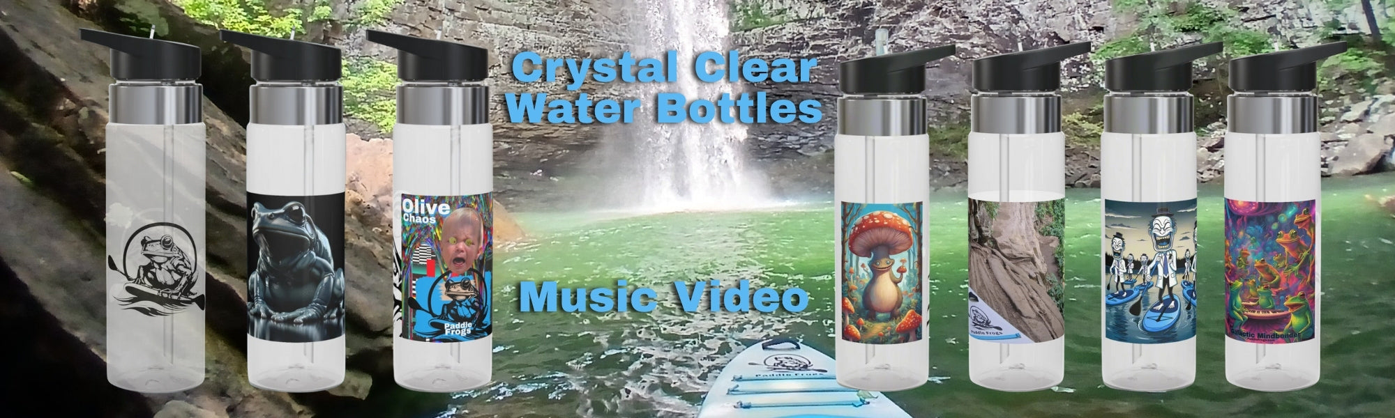 Load video: Crystal Clear Water Bottles | Paddle Frogs
