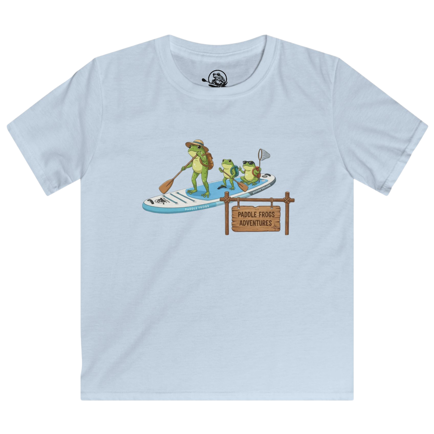 Divine Escape  Adventure Tee - Paddle Frogs™ Kids light blue on a transparent background